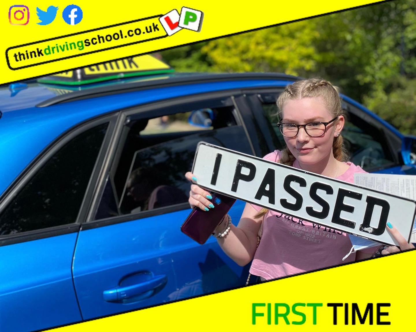 Passed with think driving school MAY 2022 and left this 5 star review