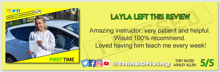 Passed with think driving school MAY 2022 and left this 5 star review