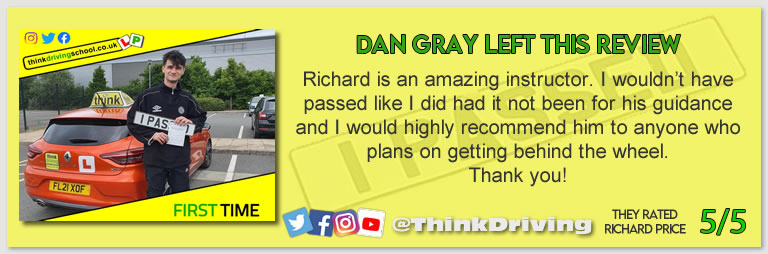 Passed with think driving school MAY 2022 and left this 5 star review