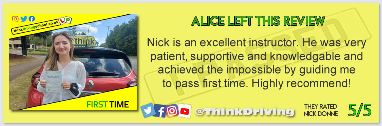 Passed with think driving school MAY 2022 and left this 5 star review