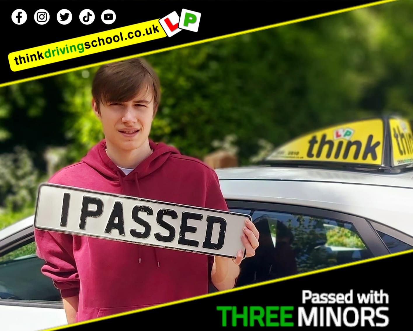 Driving School Hampshire pass Photo Passed with think driving school APRIL 2024 and left this 5 star review