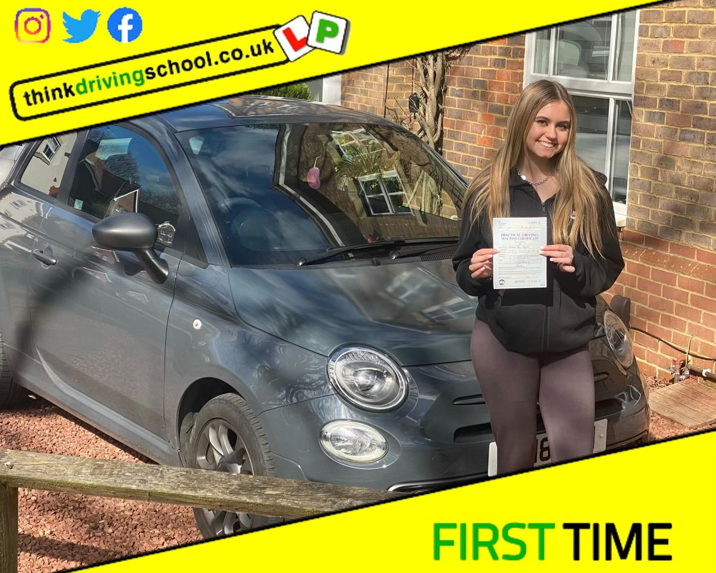 Driving School Hampshire pass Photo Passed with think driving school November 2022 and left this 5 star review