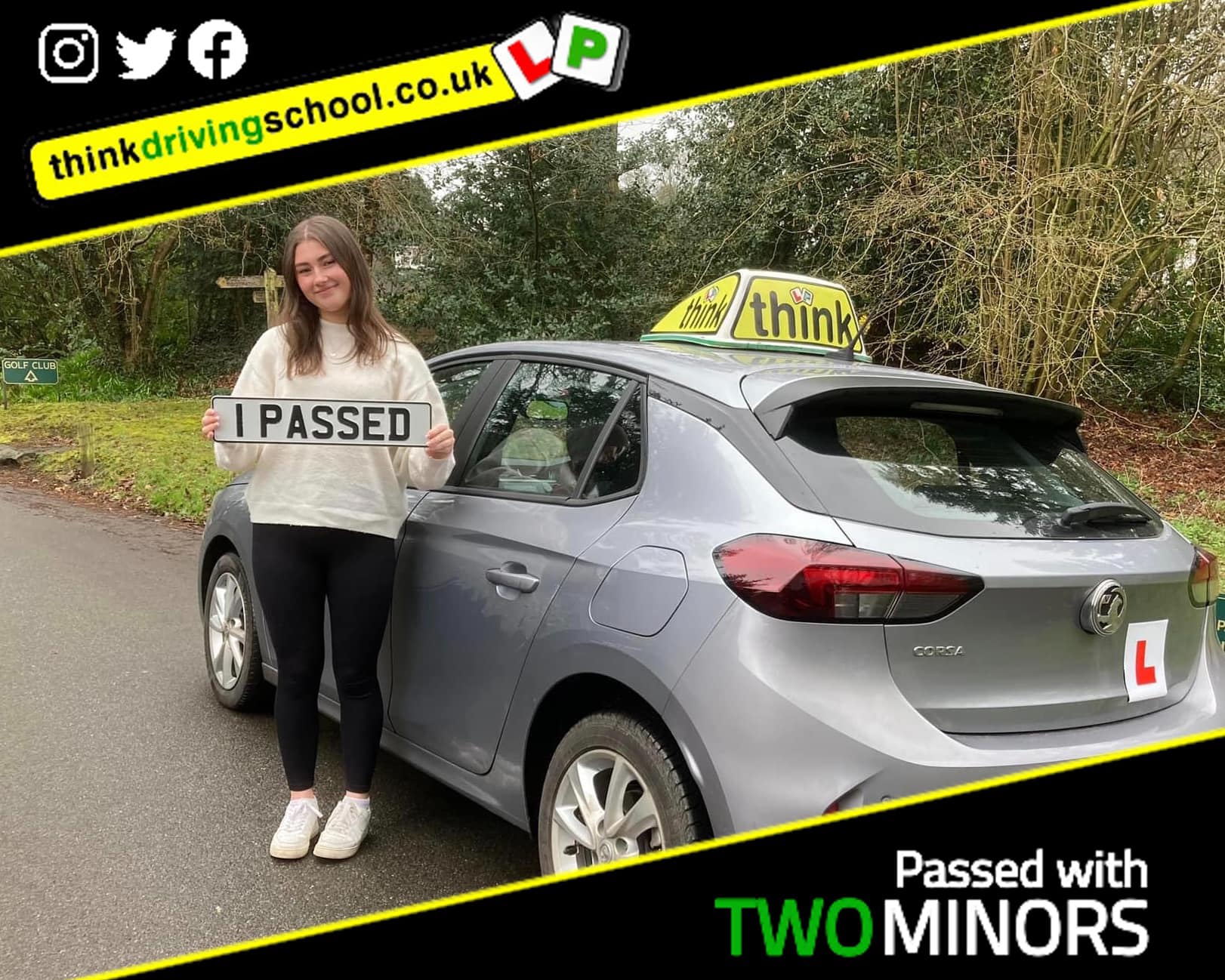Driving School Hampshire pass Photo Passed with think driving school November 2022 and left this 5 star review