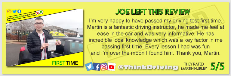 Driving School Hampshire pass Photo Passed with think driving school November 2022 and left this 5 star review