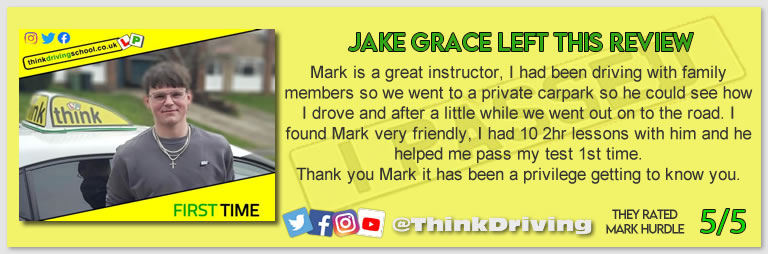 Driving School Hampshire pass Photo Passed with think driving school November 2022 and left this 5 star review