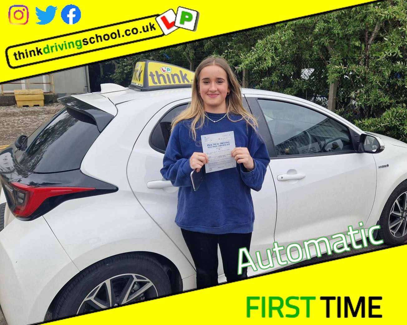 Driving School Hampshire pass Photo Passed with think driving school May 2023 and left this 5 star review