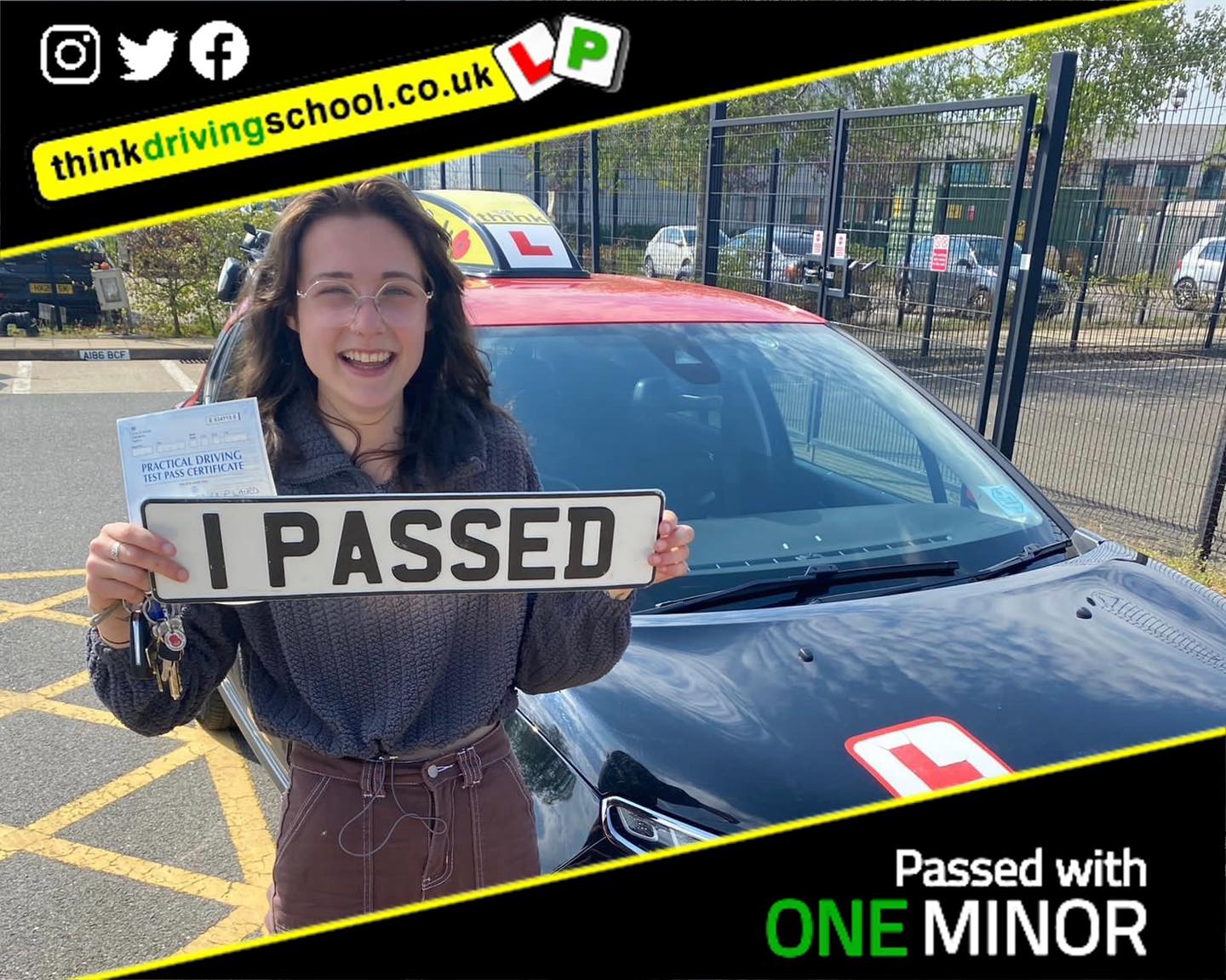 Driving School Hampshire pass Photo Passed with think driving school May 2023 and left this 5 star review