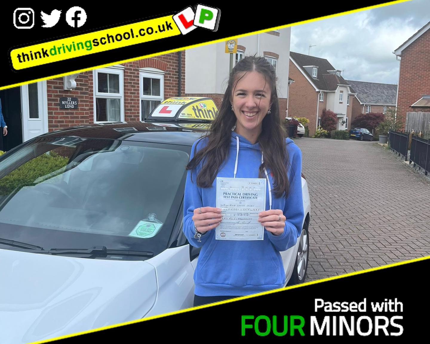Driving School Hampshire pass Photo Passed with think driving school May 2023 and left this 5 star review