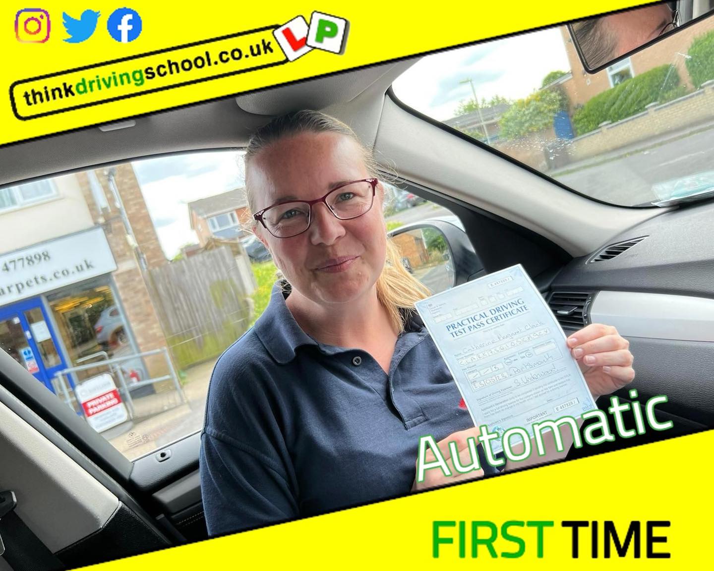 Driving School Hampshire pass Photo Passed with think driving school May 2023 and left this 5 star review