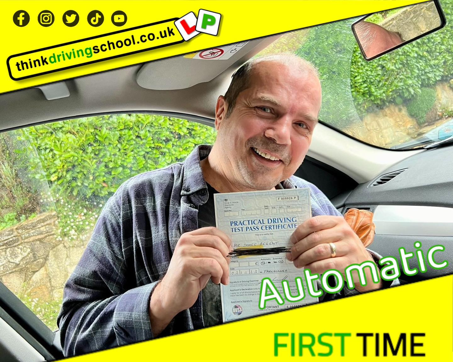 Passed with think driving school November 2023 and left this 5 star review