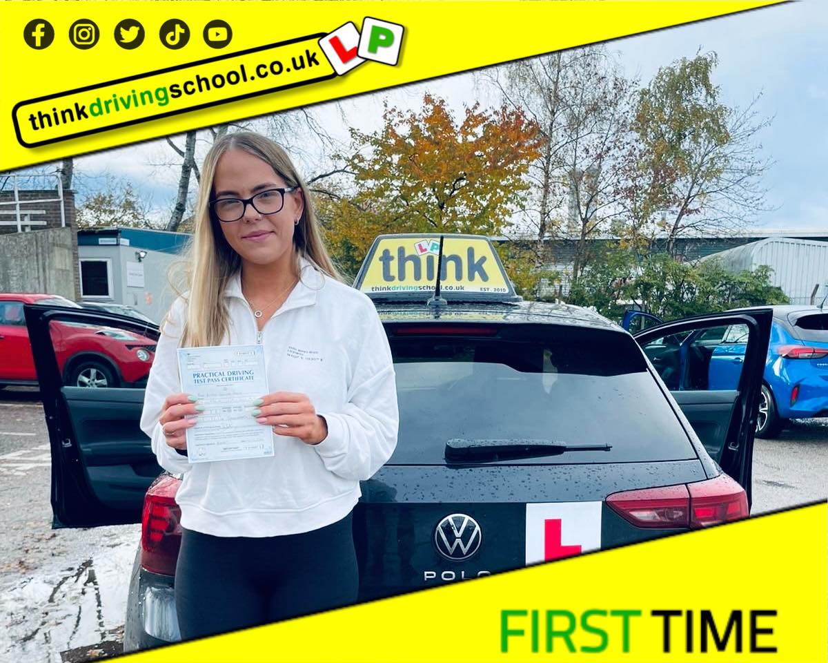 Driving School Hampshire pass Photo Passed with think driving school November 2023 and left this 5 star review