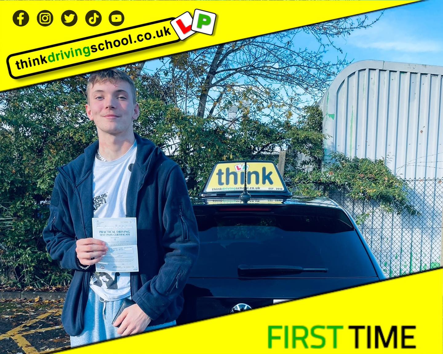 Driving School Hampshire pass Photo Passed with think driving school November 2023 and left this 5 star review