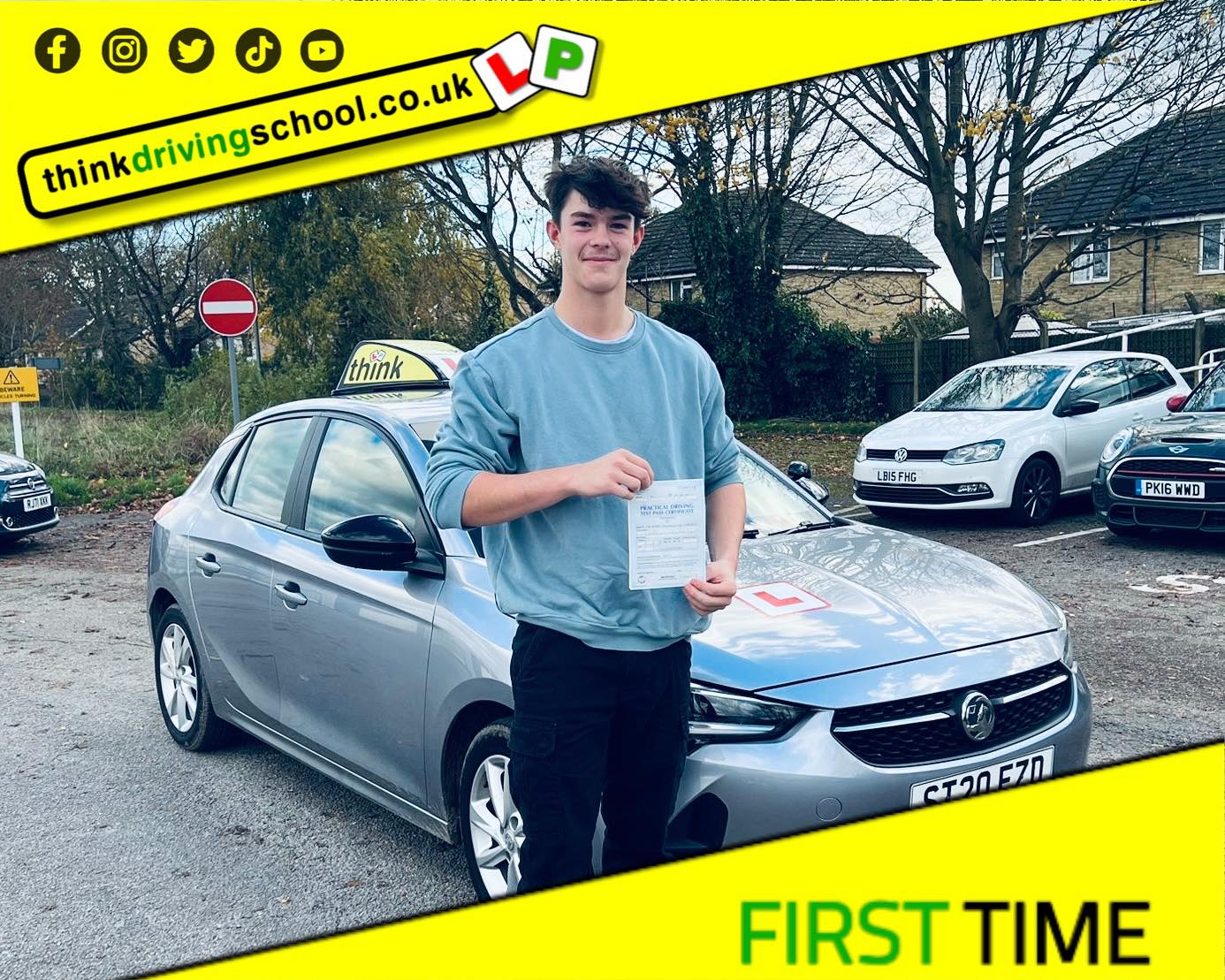 Driving School Hampshire pass Photo Passed with think driving school November 2023 and left this 5 star review