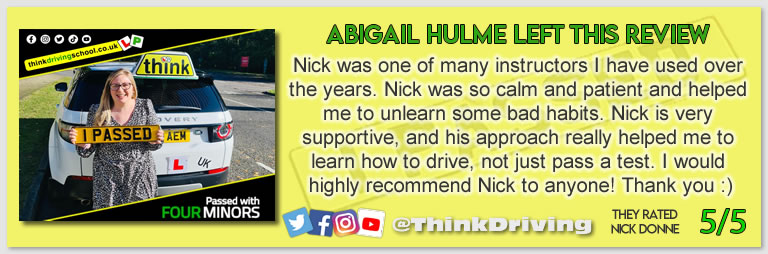 Driving School Hampshire pass Photo Passed with think driving school November 2023 and left this 5 star review