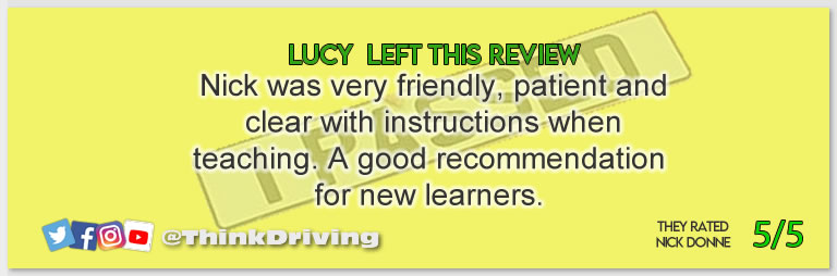 Driving School Hampshire pass Photo Passed with think driving school November 2023 and left this 5 star review