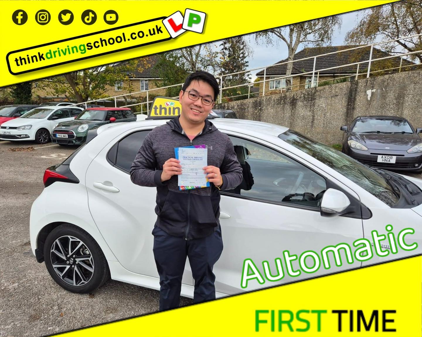 Driving School Hampshire pass Photo Passed with think driving school November 2024 and left this 5 star review