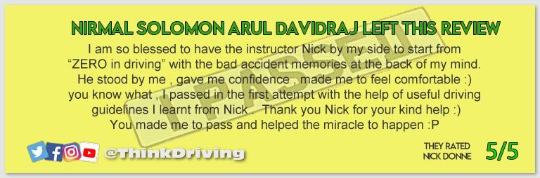 Passed with think driving school November 2021 and left this 5 star review