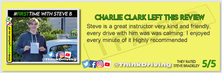 Passed with think driving school November 2021 and left this 5 star review
