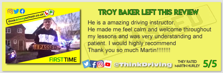 Passed with think driving school November 2021 and left this 5 star review