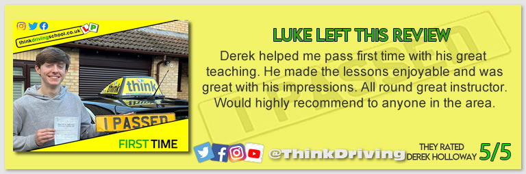 Passed with think driving school November 2022 and left this 5 star review