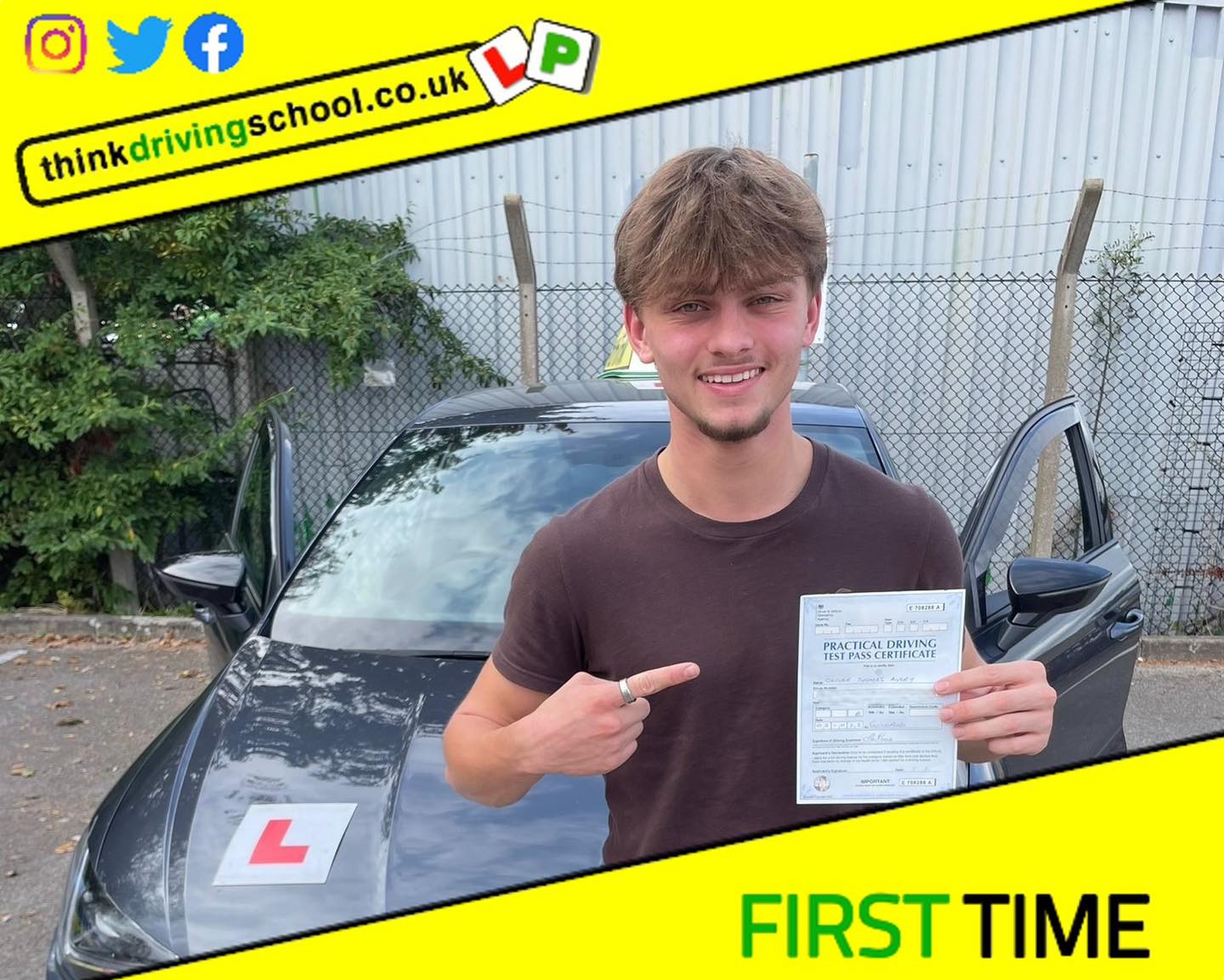 Driving School Hampshire pass Photo Passed with think driving school October 2023 and left this 5 star review