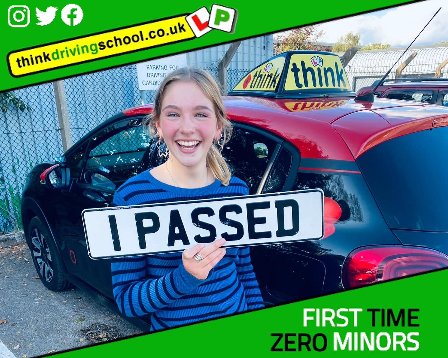 Driving School Hampshire pass Photo Passed with think driving school October 2023 and left this 5 star review