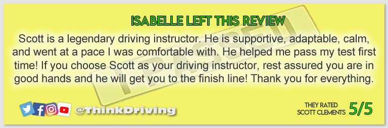 Driving School Hampshire pass Photo Passed with think driving school October 2023 and left this 5 star review