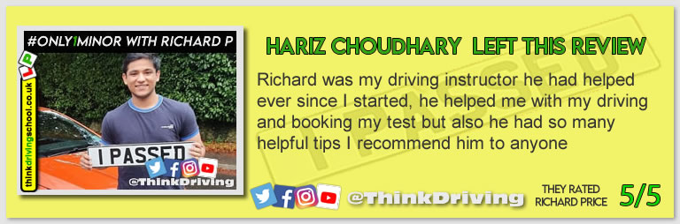 Passed with think driving school October 2021 and left this 5 star review