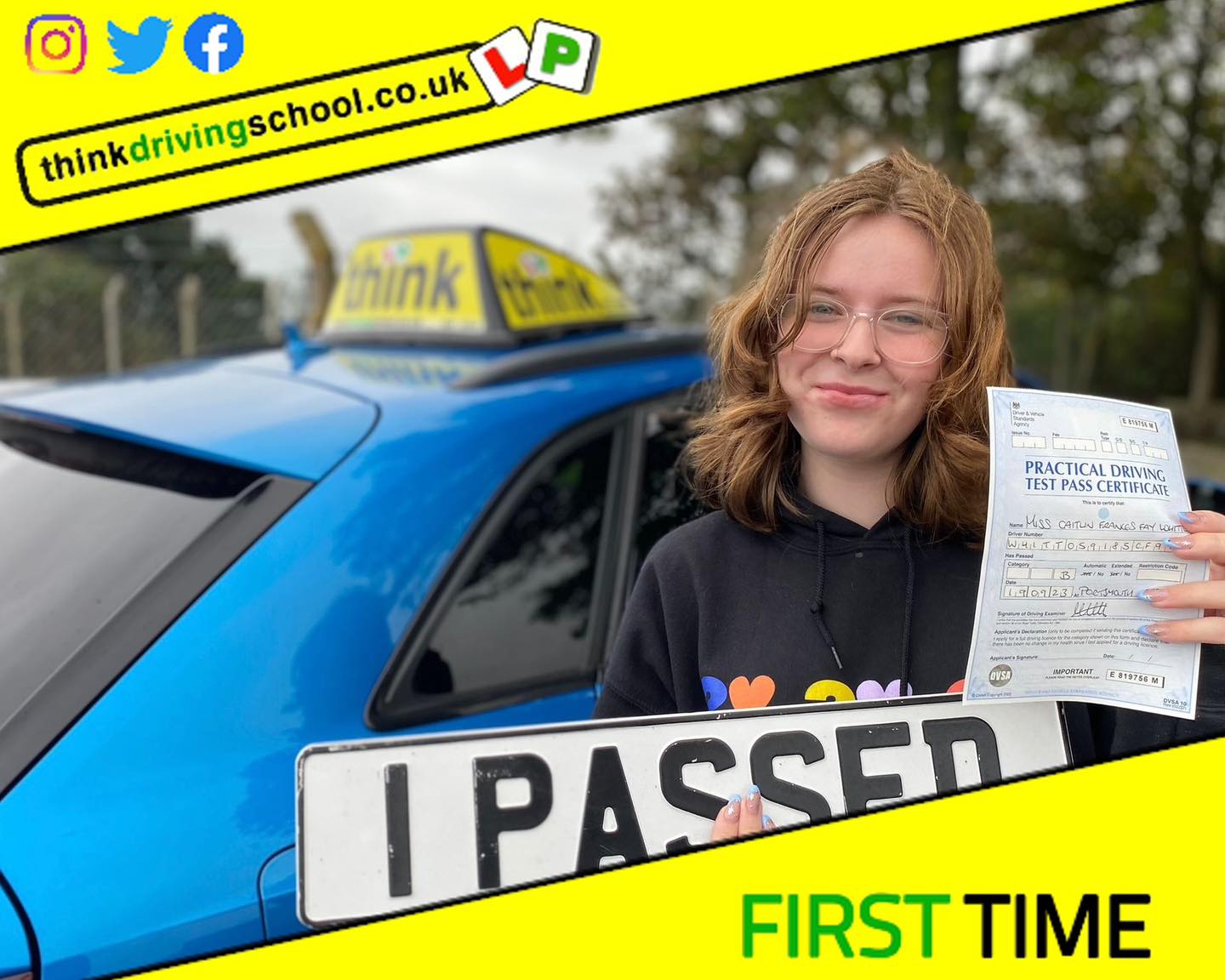 Passed with think driving school August 2023 and left this 5 star review