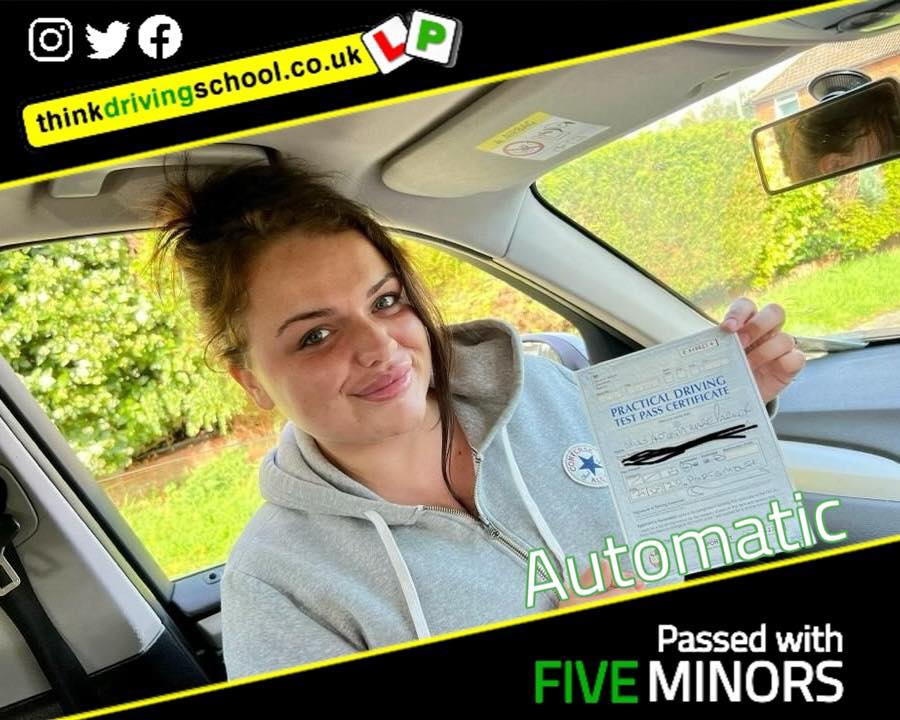 Passed with think driving school August 2023 and left this 5 star review