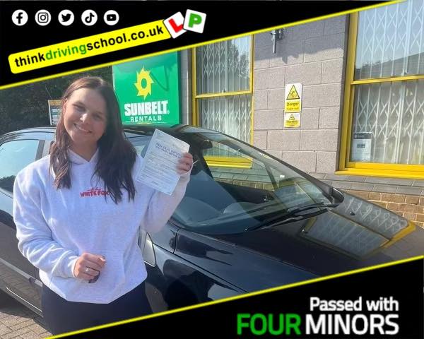 Driving School Hampshire pass Photo Passed with think driving school September 2024 and left this 5 star review