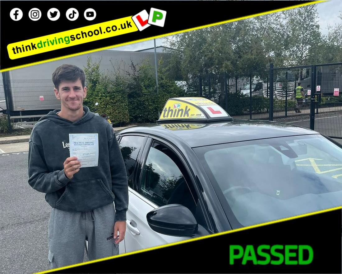 Driving School Hampshire pass Photo Passed with think driving school September 2024 and left this 5 star review
