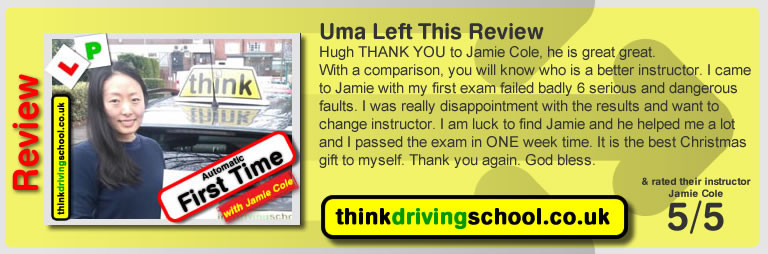 Passed with think driving school in December 2016