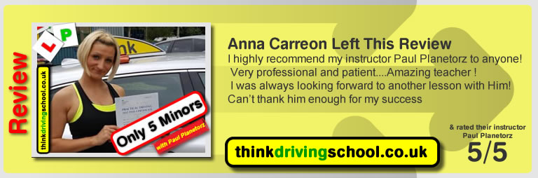 driving lessons Guildford Pawel Planetorz Woking think driving school Chertsey
