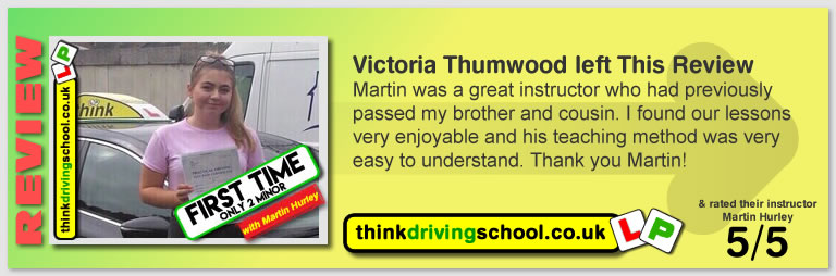 Matt Hillary left this awesome review after she passed after drivng lessons in farnborough with martin hurley
