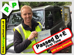 Passed with think driving school in October 2015 B+E Trailer lessons