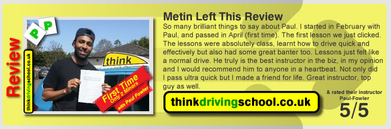 Passed with think driving school in April 2015