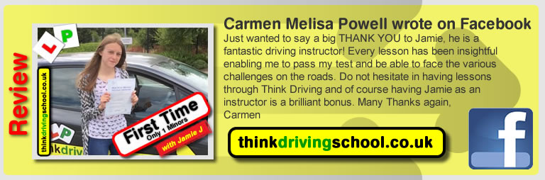 Samantha left this awesome review of think drivng school