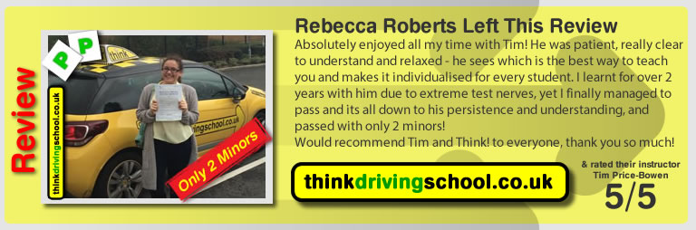 Donna Simmonds left this awesome review of tim price-bowen at think driving school