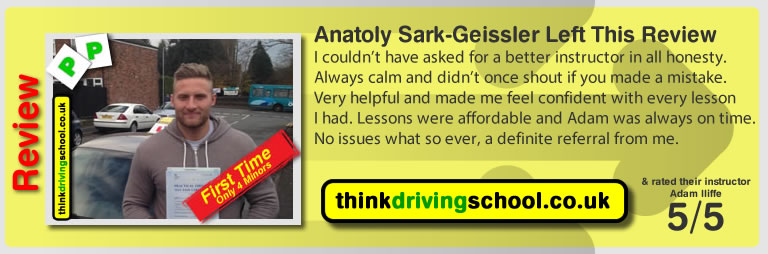 Passed with think driving school in october 2014