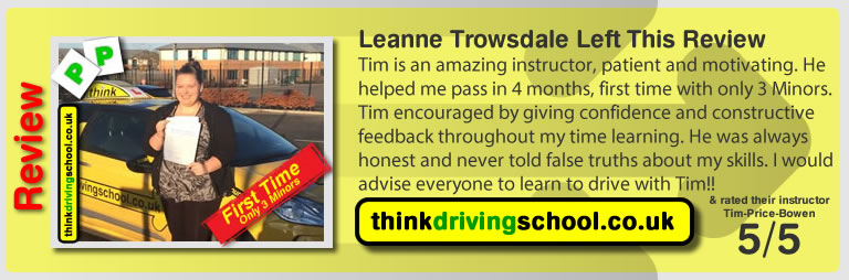 Donna Simmonds left this awesome review of tim price-bowen at think driving school