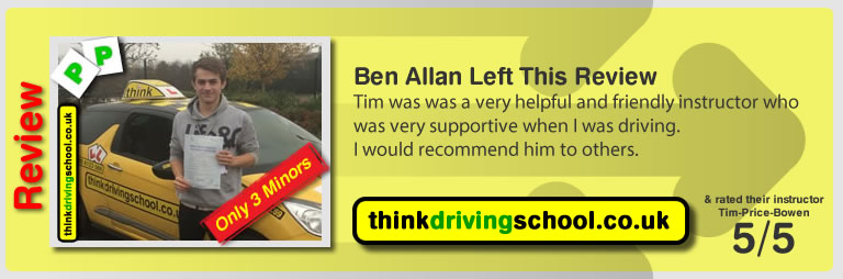Donna Simmonds left this awesome review of tim price-bowen at think driving school