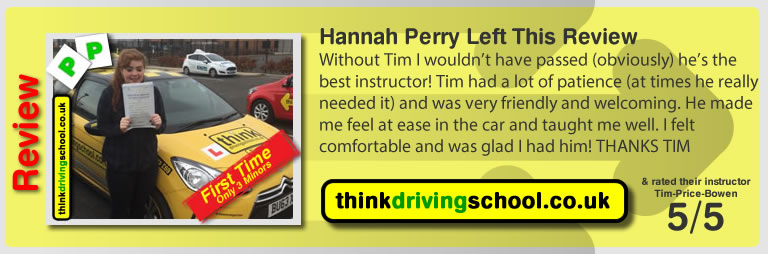 Donna Simmonds left this awesome review of tim price-bowen at think driving school