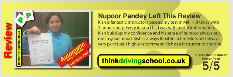 Passed with think driving school in February 2015