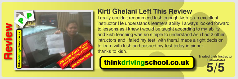 Passed with think driving school in February 2015