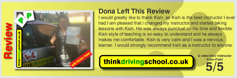 Passed with think driving school in February 2015
