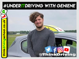 Happy under 17 learner after their 2 hour sessions at dunsfold park with think driving school .