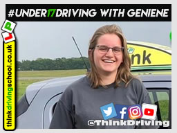 Happy under 17 learner after their 2 hour sessions at dunsfold park with think driving school .