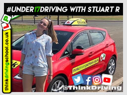 Happy under 17 learner after their 2 hour sessions at dunsfold park with think driving school .
