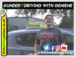 Happy under 17 learner after their 2 hour sessions at dunsfold park with think driving school .